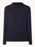 Fijngebreide trui met col en stretch - Donkerblauw