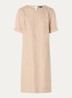 Mini T-shirt jurk van linnen met steekzakken - Beige