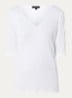 T-shirt in linnenblend met V-hals - Wit
