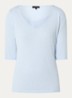 T-shirt in linnenblend met V-hals - Lichtblauw
