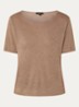 T-shirt in linnenblend met V-hals - Lichtbruin
