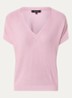 T-shirt met pailletten en V-hals - Roze