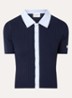 Morina fijngebreid vest met kraag - Donkerblauw