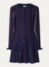 Multico fijngebreide mini jurk met ingebreid patroon - Donkerblauw