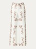 Paulafleur high waist wide fit pantalon in linnenblend met bloemenprint - Bruin