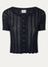 Semi-transparante top met structuur - Blauw