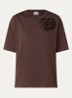 T-shirt met ronde hals en geschulpte zoom - Hazelnootbruin