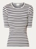 Fijngebreid T-shirt met streepprint - Donkerblauw