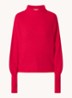 Grofgebreide trui in alpaca wolblend met ballonmouw - Kersenrood