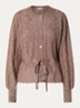Row kabelgebreid vest met strikceintuur  - Bruin