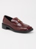 Penny loafer van lakleer met structuur - Bordeauxrood
