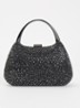 Beamings clutch met strass en afneembare schouderriem - Diepzwart