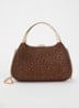 Beamings clutch met strass en afneembare schouderriem - Donkerbruin