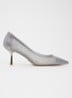 Brivelle pump van mesh met strass - Grijs