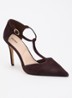 Castered pump met crocostructuur  - Donkerbruin