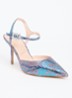 Channel sandalette met strass - Aquablauw