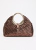 Earning handtas met metallic finish en afneembare schouderriem - Brons