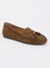 Geen mocassin van leer met franjes - Bruin