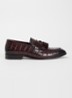 Son loafer van leer met crocostructuur - Bordeauxrood