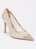 Wide Fit Brightest pump met strass - Goud