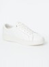 Wide Fit Egent sneaker van leer met quilt patroon  - Wit