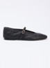 Wide Fit Headliner Mary Jane ballerina van leer - Zwart