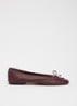 Wide Fit Heat ballerina van leer - Roodbruin