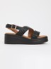 Wide Fit Kerbie sleehak van leer met gevlochten details - Zwart