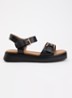 Wide Fit Licia sandaal van leer - Zwart