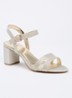 Wide Fit Merisa sandalette van leer - Witgoud