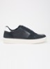 Wide Fit Tawly sneaker van leer met suède details - Donkerblauw