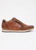 Wide Fit Thame sneaker van leer met ritsdetail  - Bruin