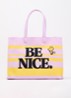 Jobba shopper met streepprint en borduring - Lila