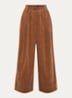 Mid waist wide fit broek van corduroy met paspelzakken - Roestbruin
