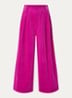 Mid waist wide fit broek van corduroy met paspelzakken - Fuchsia