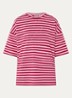 T-shirt met streepprint en strass - Rood