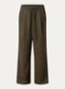 Wide fit broek met steekzakken - Bronsgroen