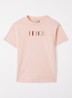 T-shirt met logoborduring - Zalmroze