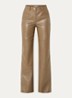 Jessy high waist wide fit broek van imitatieleer met steekzakken - Beige
