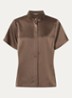 Pomeline blouse met opstaande kraag - Bruin