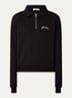 Raglan trui met halve rits en logoborduring - Zwart