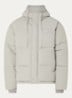 Signature puffer jack met capuchon en logo - Grijs