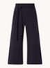 High waist wide fit culotte met strikceintuur - Donkerblauw