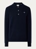 Fijngebreide pullover met polokraag en logoborduring - Donkerblauw