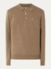 Fijngebreide pullover van lamswol met logoborduring - Bruin