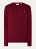 Fijngebreide pullover van wol met logoborduring - Donkerrood