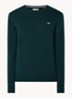 Fijngebreide pullover van wol met logoborduring - Donkergroen