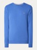Fijngebreide pullover van wol met logoborduring - Blauw