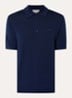Fijngebreide regular fit polo van merino wol met logoborduring - Donkerblauw