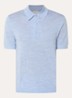 Fijngebreide regular fit polo van merino wol met logoborduring - Lichtblauw